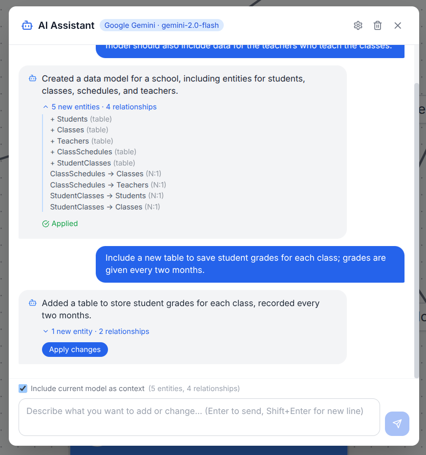 AI Assistant interface