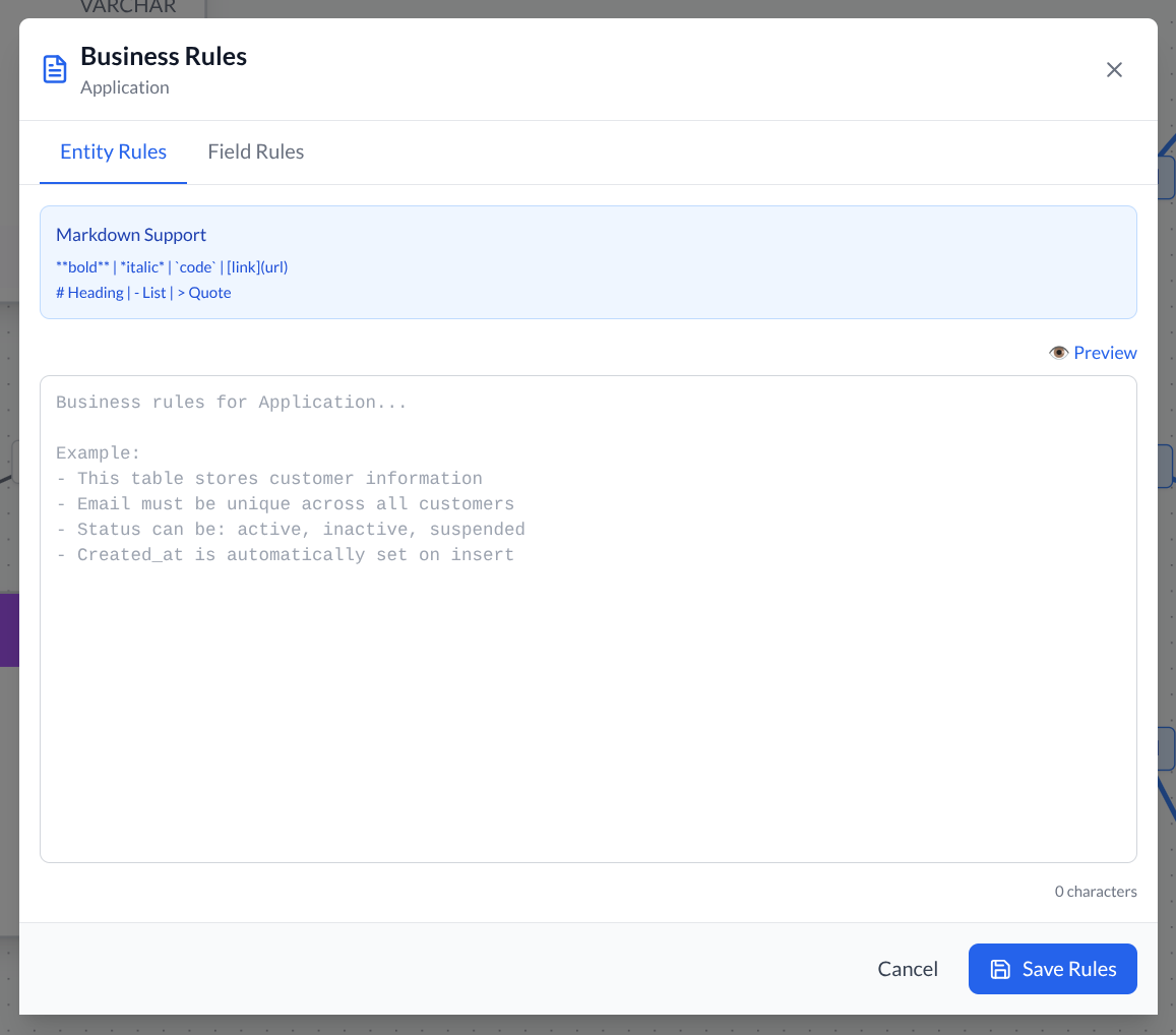 Business rules editor
